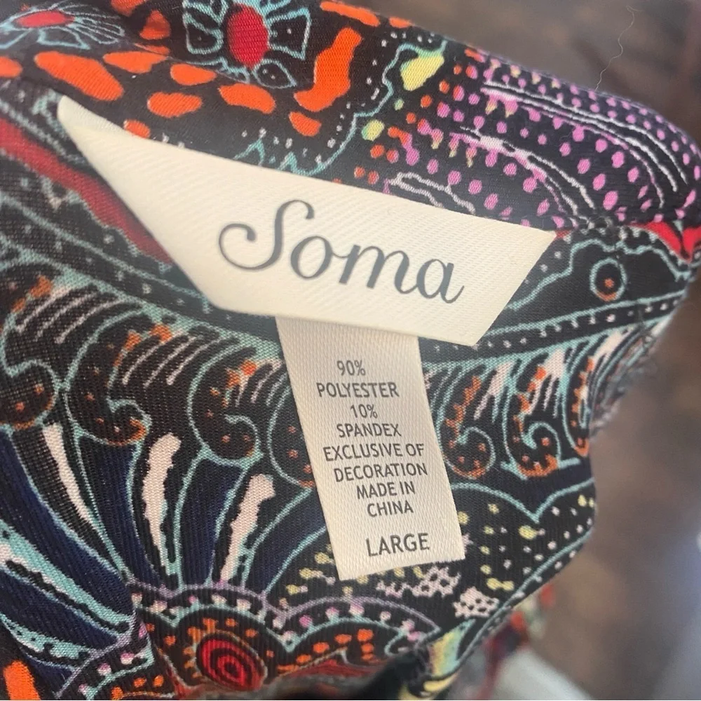 Soma Sleeveless Paisley Maxi Dress • Stretchy • Size L